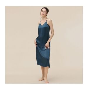 Blue Satin Slip Dress